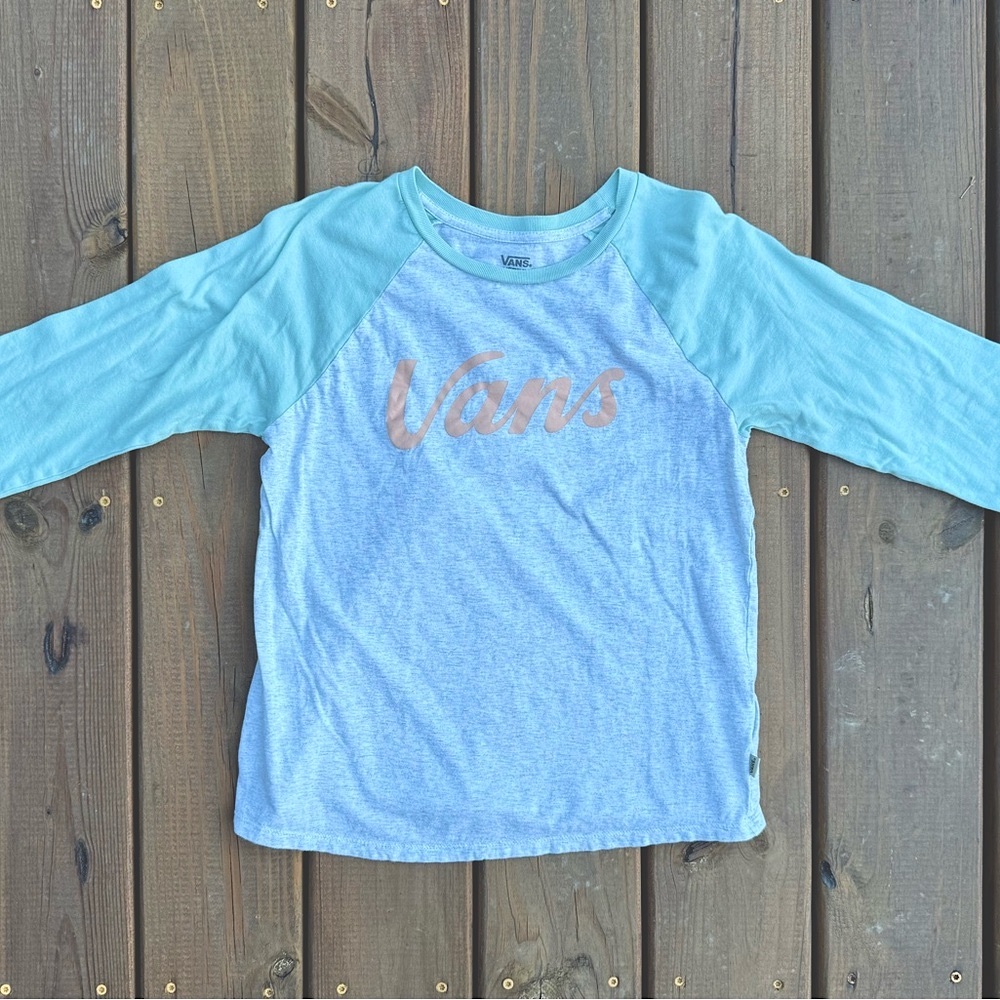 Vans Women’s Mint and Grey Long Sleeve Tee